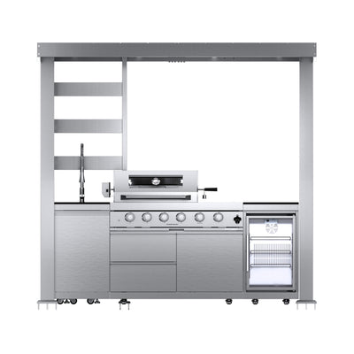Amalfi 97-Inch 4-Burner 72K BTU LP Outdoor Kitchen Grill Island With Wine Cooler, Rotisserie, Cabinets, And Granite Countertops (SAK70319)