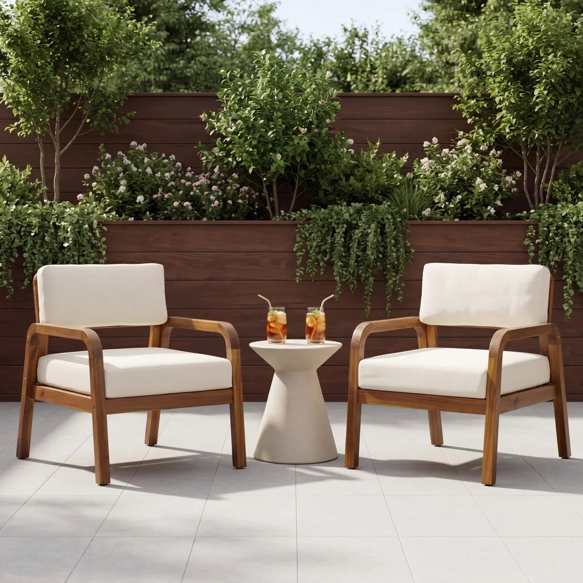 Christopher Knight Home ® 2-Pieces Outdoor Sofa Set with Cushions Outdoor Loveseat & Coffee Table Set,Teak