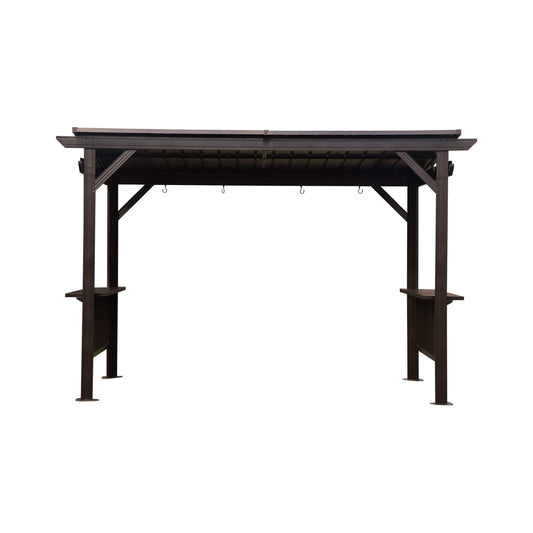 [06X12FT] Hardtop Grill Gazebo With Steel Roof, Shelves, And Hooks (SAK81324)