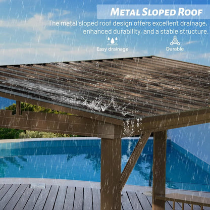 [06X12FT] Hardtop Grill Gazebo With Steel Roof, Shelves, And Hooks (SAK81324)