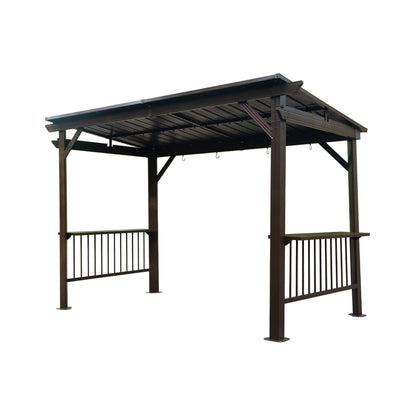 [06X12FT] Hardtop Grill Gazebo With Steel Roof, Shelves, And Hooks (SAK81324)