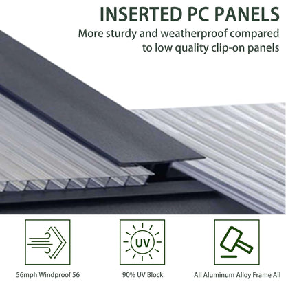 [08X16FT] Premium Outdoor Walk-In Polycarbonate Greenhouse With Roof Vents & Sliding Doors, 4MM (SAK72649)