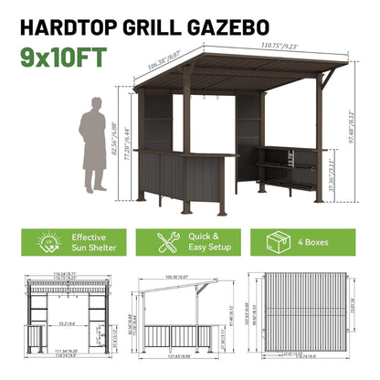 [09X10FT] Premium Outdoor Hardtop Grill Gazebo With Shelves (SAK90431)