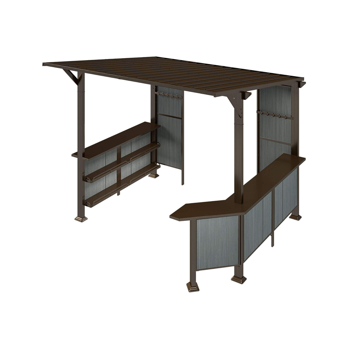 [09X10FT] Premium Outdoor Hardtop Grill Gazebo With Shelves (SAK90431)