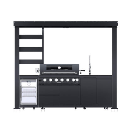 Blaze 108-Inch 6-Burner 85K BTU Deluxe Stainless Steel Liquid Propane Outdoor Kitchen Grill Island With Wine Cooler, Rotisserie, Cabinets, And Granite Countertops (SAK58310)