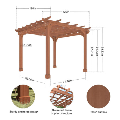 Outdoor Cedar Wood Patio Pergola With Slatted Trellis Roof (SAK92150)