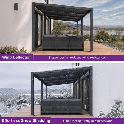 [10X20FT] Modern Louvered Aluminum Pergola With Sloped Roof (SAK12034)