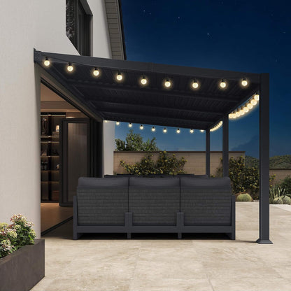 [10X20FT] Modern Wall-Mounted Louvered Pergola With Aluminum Frame (SAK90333)