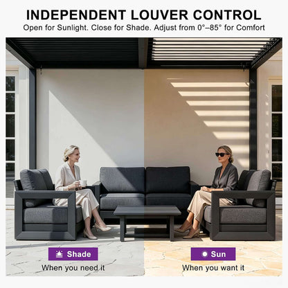 [11X18FT] Modern Louvered Aluminum Pergola With Sloped Roof (SAK29326)
