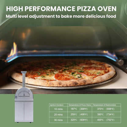 128-Inch 6-Burner 120K BTU Outdoor Kitchen Island With Pizza Oven, Rotisserie & Refrigerator (SAK75770)