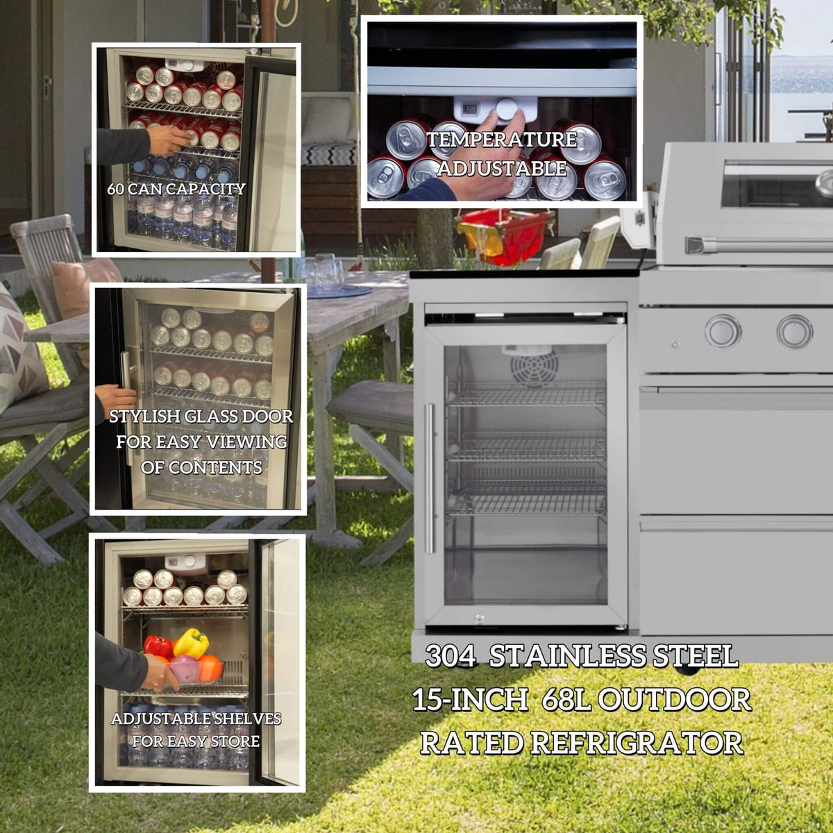 Verona 44-Inch 6-Burner 85K BTU Stainless Steel Outdoor BBQ Kitchen Grill Island With Wine Cooler, Rotisserie Kit, And Storage Cabinets (SAK97105)