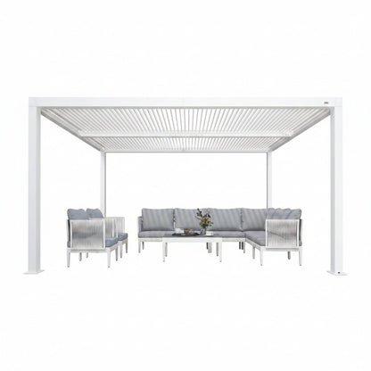 Louvered Pergola Modern White Pergola with Adjustable Roof for Deck Backyard Garden