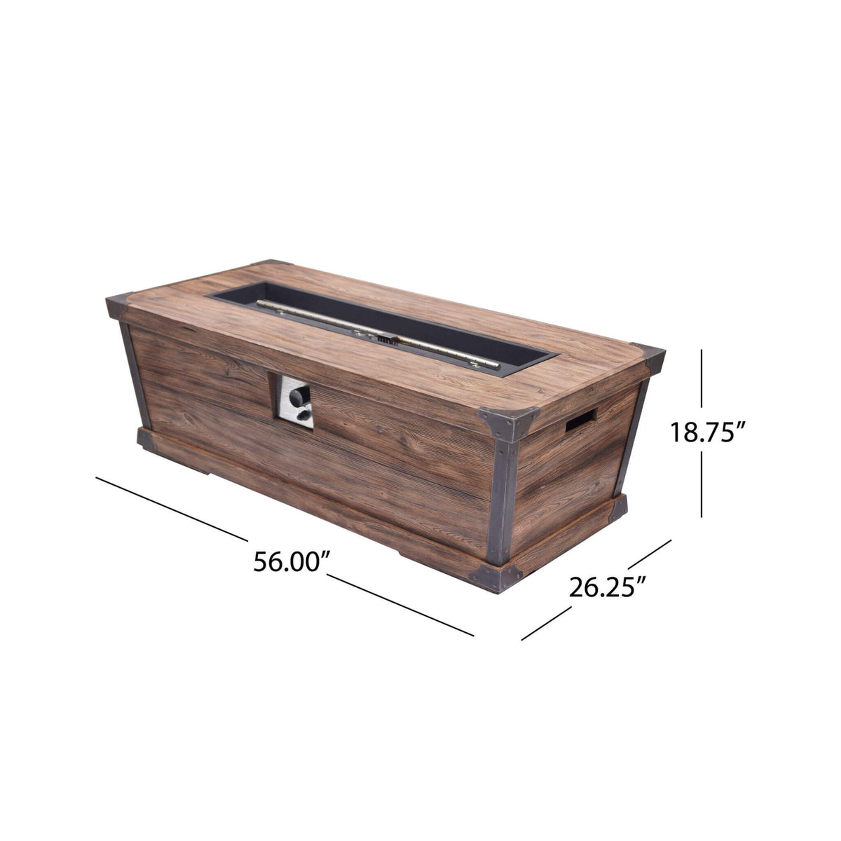 56-Inch Outdoor 50K BTU Wood Pattern Rectangle Gas Burning Fire Pit (SAK43681)