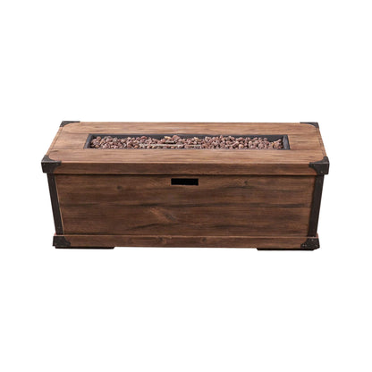 56-Inch Outdoor 50K BTU Wood Pattern Rectangle Gas Burning Fire Pit (SAK43681)