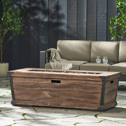 56-Inch Outdoor 50K BTU Wood Pattern Rectangle Gas Burning Fire Pit (SAK43681)