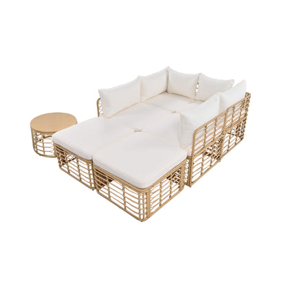 7-Piece Outdoor All-Weather Rattan Patio Sofa Set With Cushions (SAK47230)