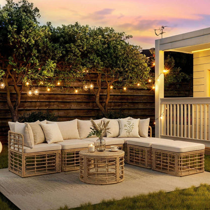 7-Piece Outdoor All-Weather Rattan Patio Sofa Set With Cushions (SAK47230)