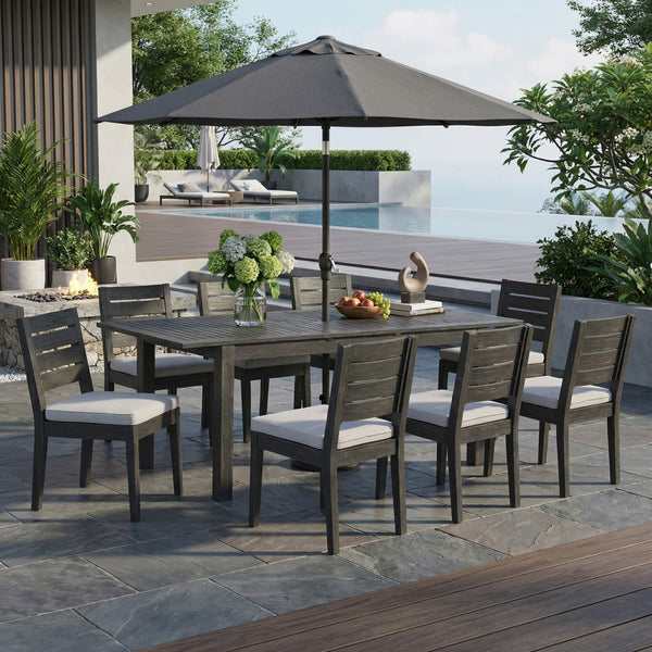 9-Piece Outdoor Dining Set With Extendable Acacia Wood Patio Table (SAK75134)