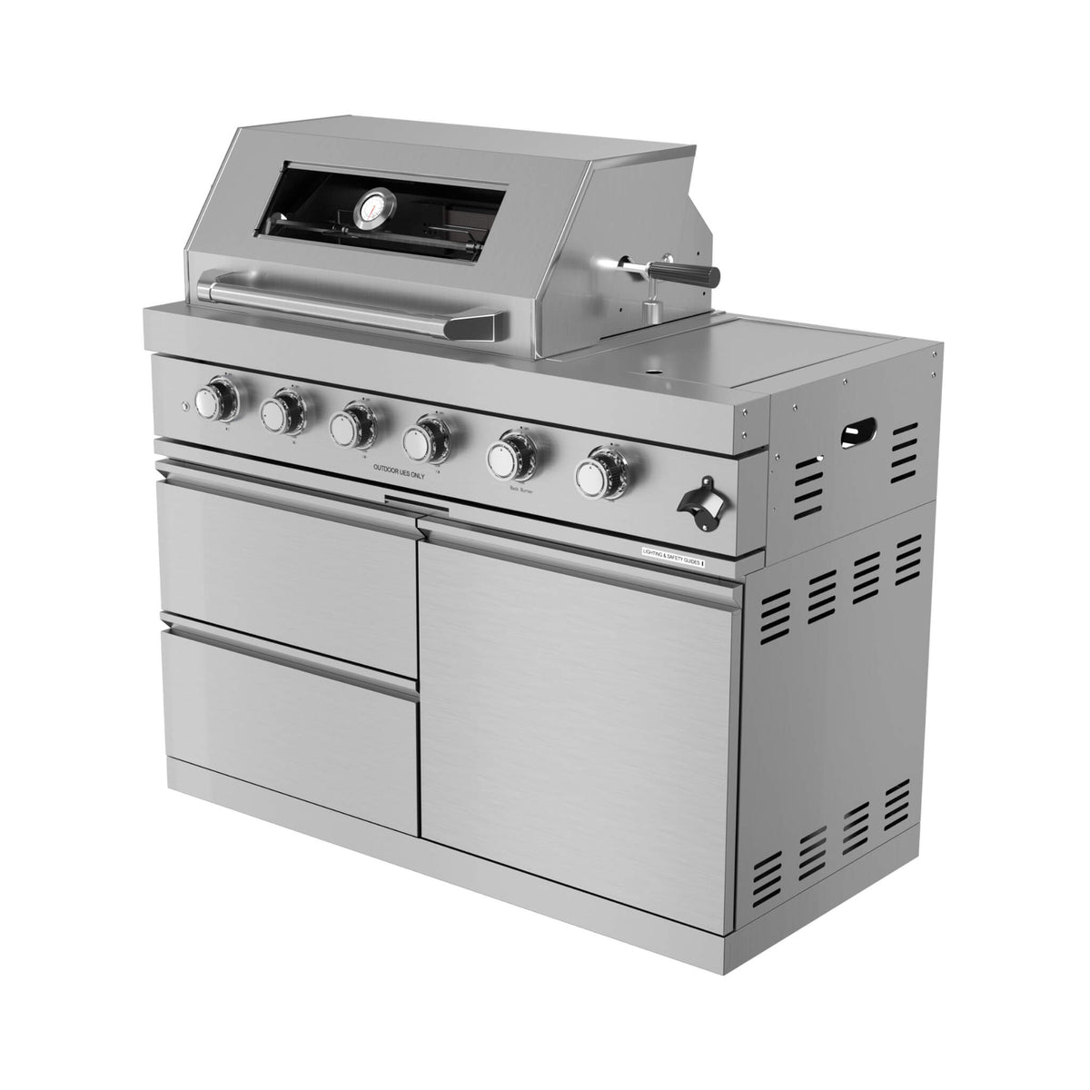 Amalfi 97-Inch 4-Burner 72K BTU LP Outdoor Kitchen Grill Island With Wine Cooler, Rotisserie, Cabinets, And Granite Countertops (SAK70319)