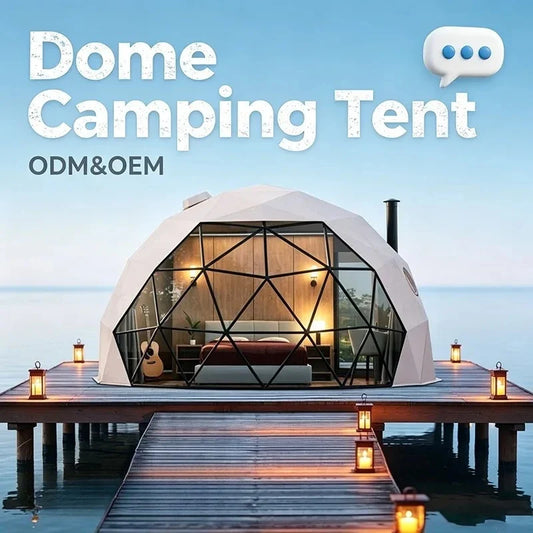 Luxury Geodesic Dome Glamping Tent, Waterproof Outdoor Round Shelter with Private Bathroom for Resort Holiday Accommodation