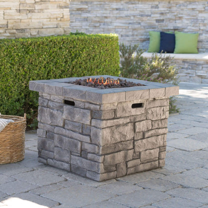 30-Inch Modern Outdoor 40K BTU Steel Frame Propane Fire Table With Lava Rocks (SAK12756)