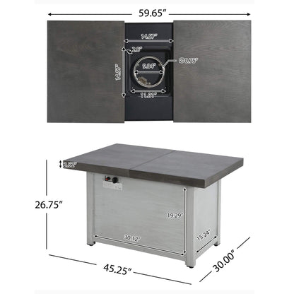 Premium 50K BTU Rectangle Outdoor Aluminum Fire Pit Table (SAK70248)