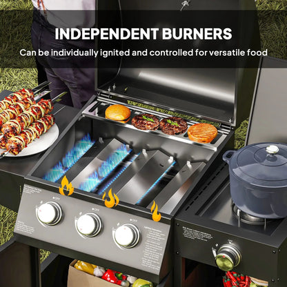 15K BTU Barbecue Propane Liquid Propane Grill With Side Burner (SAK53481)