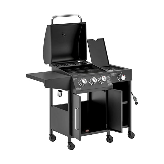 15K BTU Barbecue Propane Liquid Propane Grill With Side Burner (SAK53481)