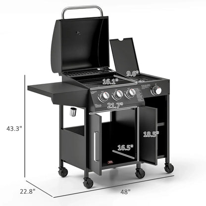 15K BTU Barbecue Propane Liquid Propane Grill With Side Burner (SAK53481)