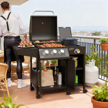 15K BTU Barbecue Propane Liquid Propane Grill With Side Burner (SAK53481)