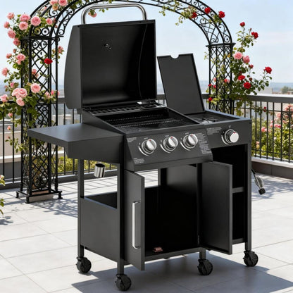 15K BTU Barbecue Propane Liquid Propane Grill With Side Burner (SAK53481)