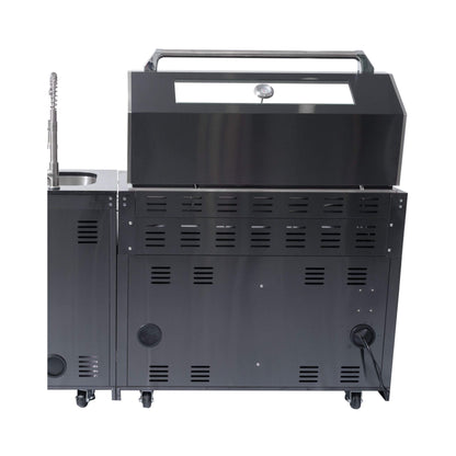 Inferno Premium Black Stainless Steel 6-Burner Liquid Propane Kitchen Grill Island With Rotisserie Kit (SAK82641)