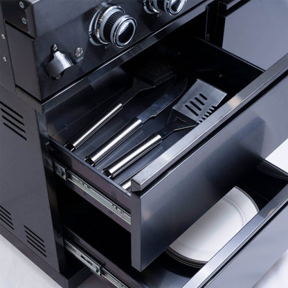 Inferno Premium Black Stainless Steel 6-Burner Liquid Propane Kitchen Grill Island With Rotisserie Kit (SAK82641)