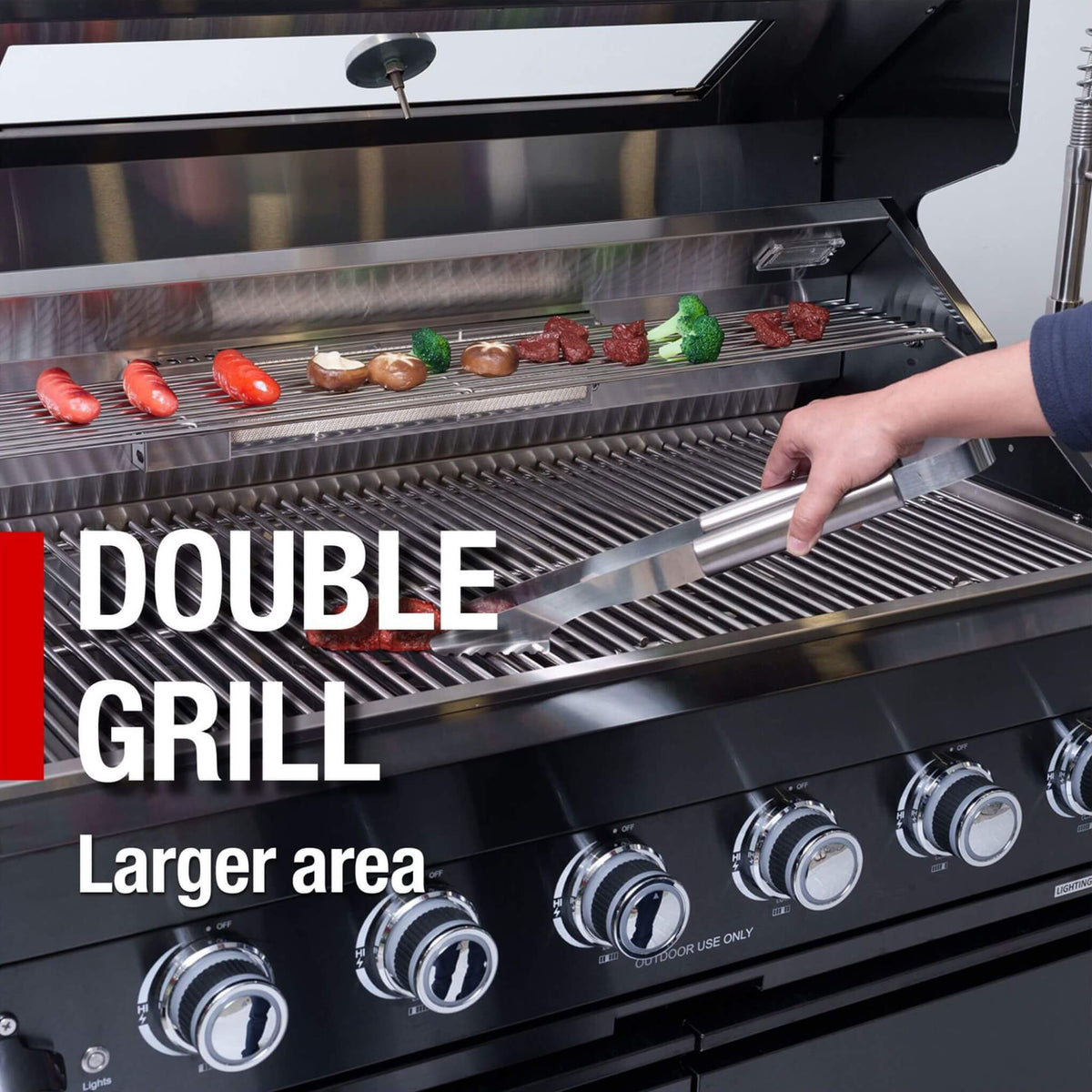 Inferno Premium Black Stainless Steel 6-Burner Liquid Propane Kitchen Grill Island With Rotisserie Kit (SAK82641)