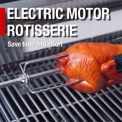 Inferno Premium Black Stainless Steel 6-Burner Liquid Propane Kitchen Grill Island With Rotisserie Kit (SAK82641)