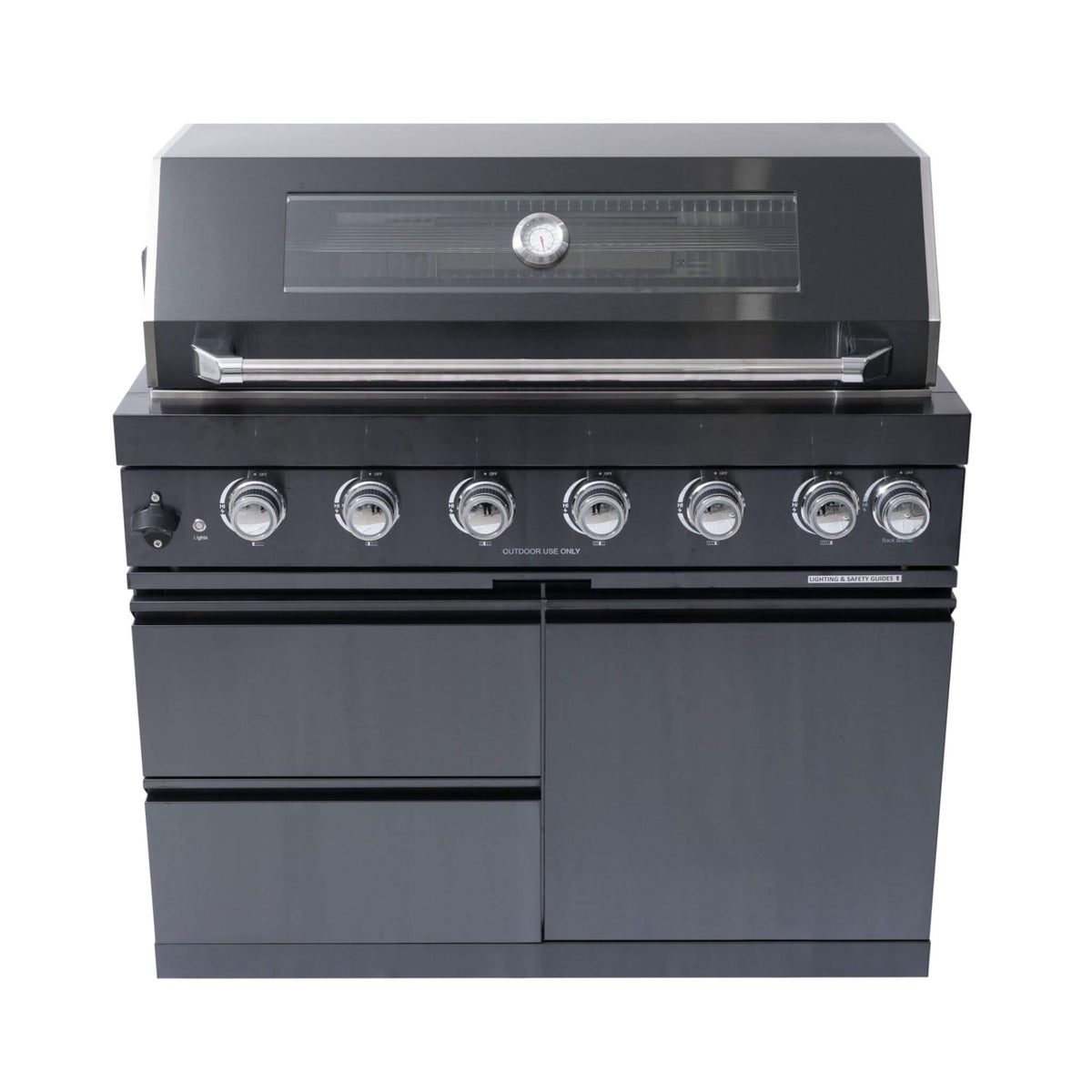 Inferno Premium Black Stainless Steel 6-Burner Liquid Propane Kitchen Grill Island With Rotisserie Kit (SAK82641)