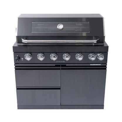 Inferno Premium Black Stainless Steel 6-Burner Liquid Propane Kitchen Grill Island With Rotisserie Kit (SAK82641)