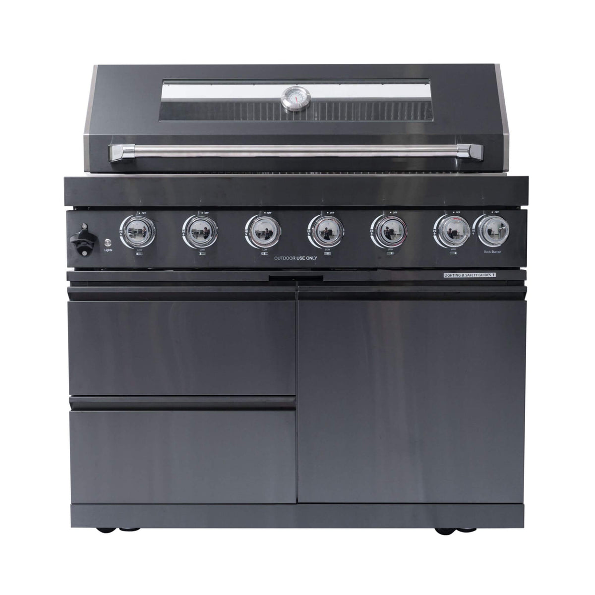 Inferno Premium Black Stainless Steel 6-Burner Liquid Propane Kitchen Grill Island With Rotisserie Kit (SAK82641)