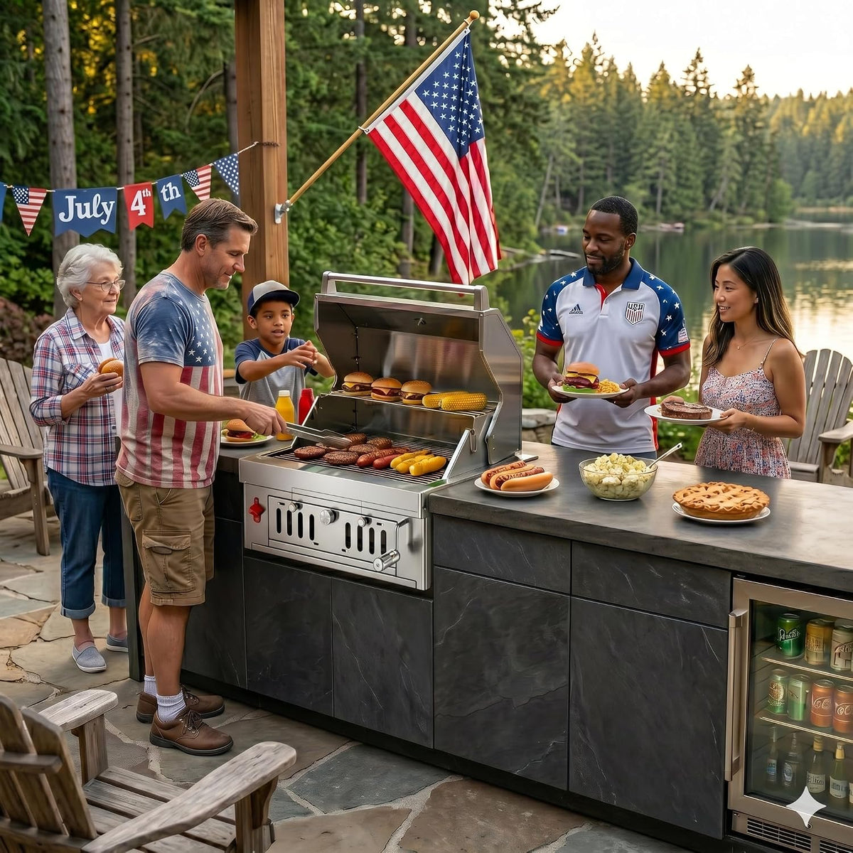 27-IN Premium Portable 304 Stainless Steel Built-In Charcoal Grill with Adjustable Charcoal Tray, Large Front Access Door, and Side Vents, Ideal for Outdoor Family BBQ Gatherings