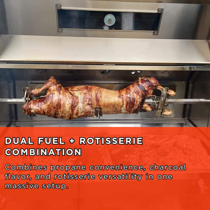 Extra-Large Stainless Steel Propane And Charcoal BBQ Rotisserie (SAK14873)