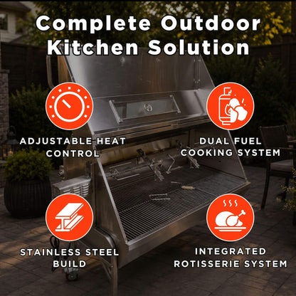 Extra-Large Stainless Steel Propane And Charcoal BBQ Rotisserie (SAK14873)
