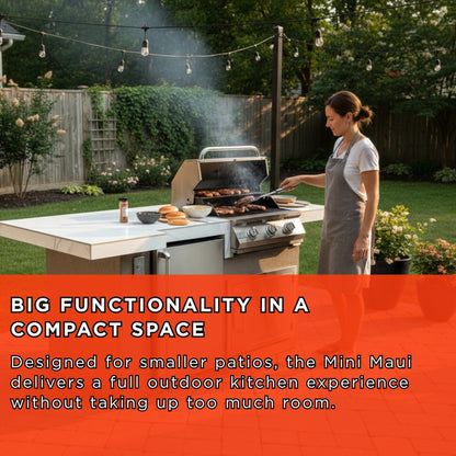 KoKoMo Grills Mini Maui 6FT BBQ Island With LED Lights, Built-In BBQ And Refrigerator [Made-To-Order] (SAK53828)