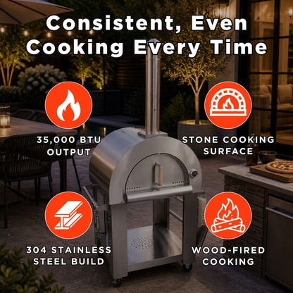 KoKoMo Grills Premium 32-Inch Stainless Steel Wood Fired Pizza Oven [KO-PIZZAOVEN] (SAK92618)