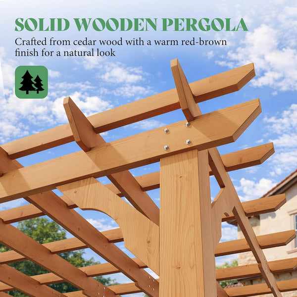 Large Outdoor Cedar Wood Pergola Kit With Slatted Roof (SAK31064)