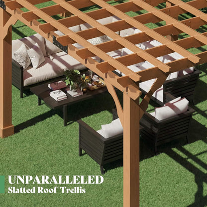 Large Outdoor Cedar Wood Pergola Kit With Slatted Roof (SAK31064)