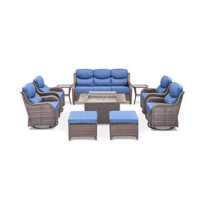Luxury 10-Piece All-Weather Outdoor Patio Furniture Set With Fire Pit Table (SAK39281)