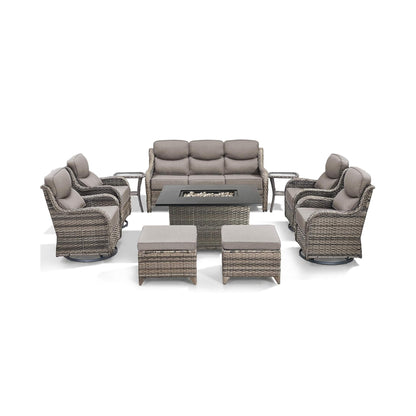 Luxury 10-Piece All-Weather Outdoor Patio Furniture Set With Fire Pit Table (SAK39281)