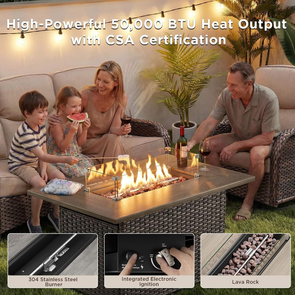 Luxury 10-Piece All-Weather Outdoor Patio Furniture Set With Fire Pit Table (SAK39281)