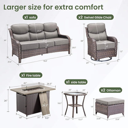 Luxury 7-Piece Outdoor Patio Furniture Set With Fire Pit Table (SAK57391)