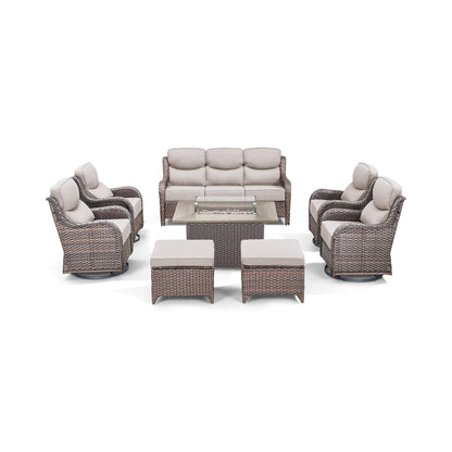Luxury 8-Piece All-Weather Patio Furniture Set With Fire Pit Table (SAK37512)